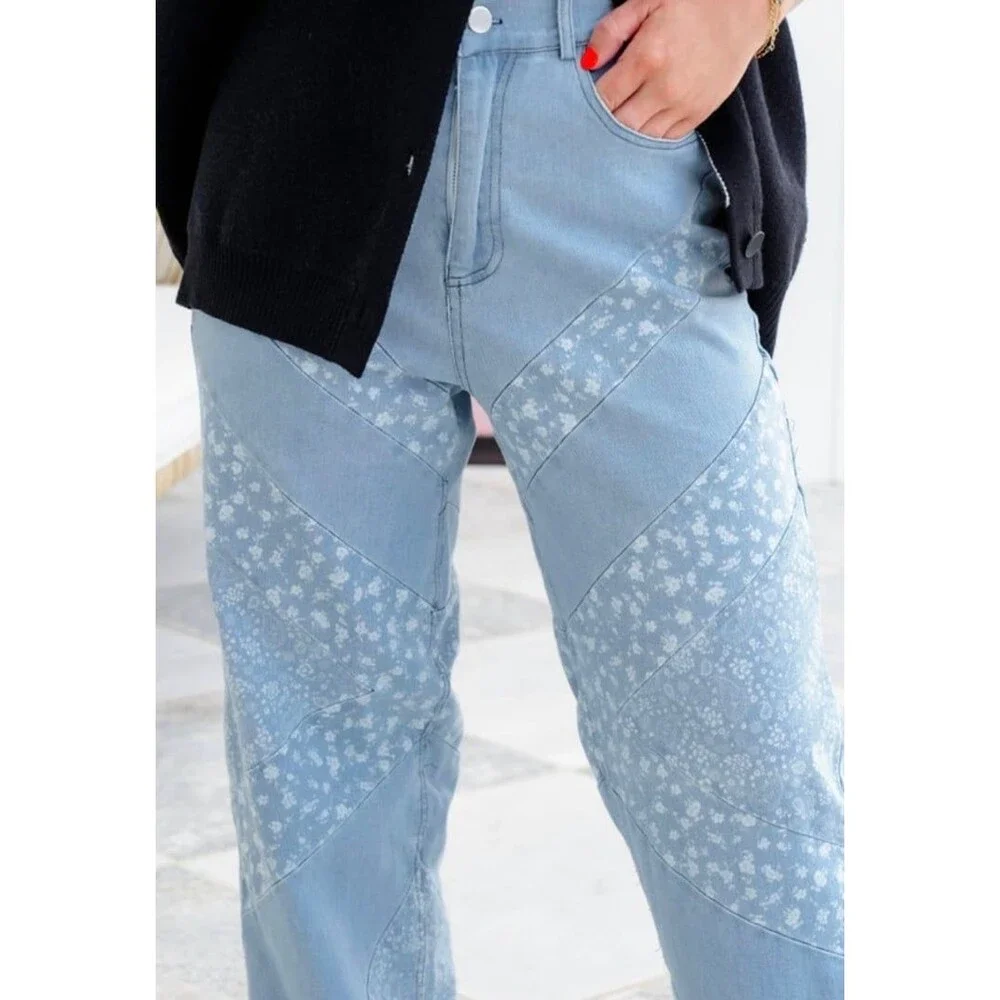 Davi & Dani pants womens size medium 6-8 floral jeans womens jeans boho stretch